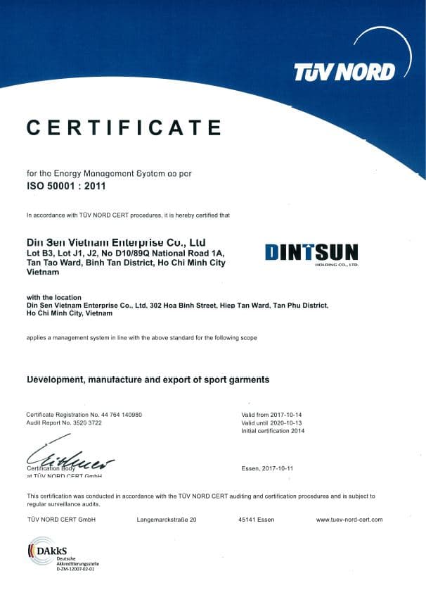 The company obtains the following certificates